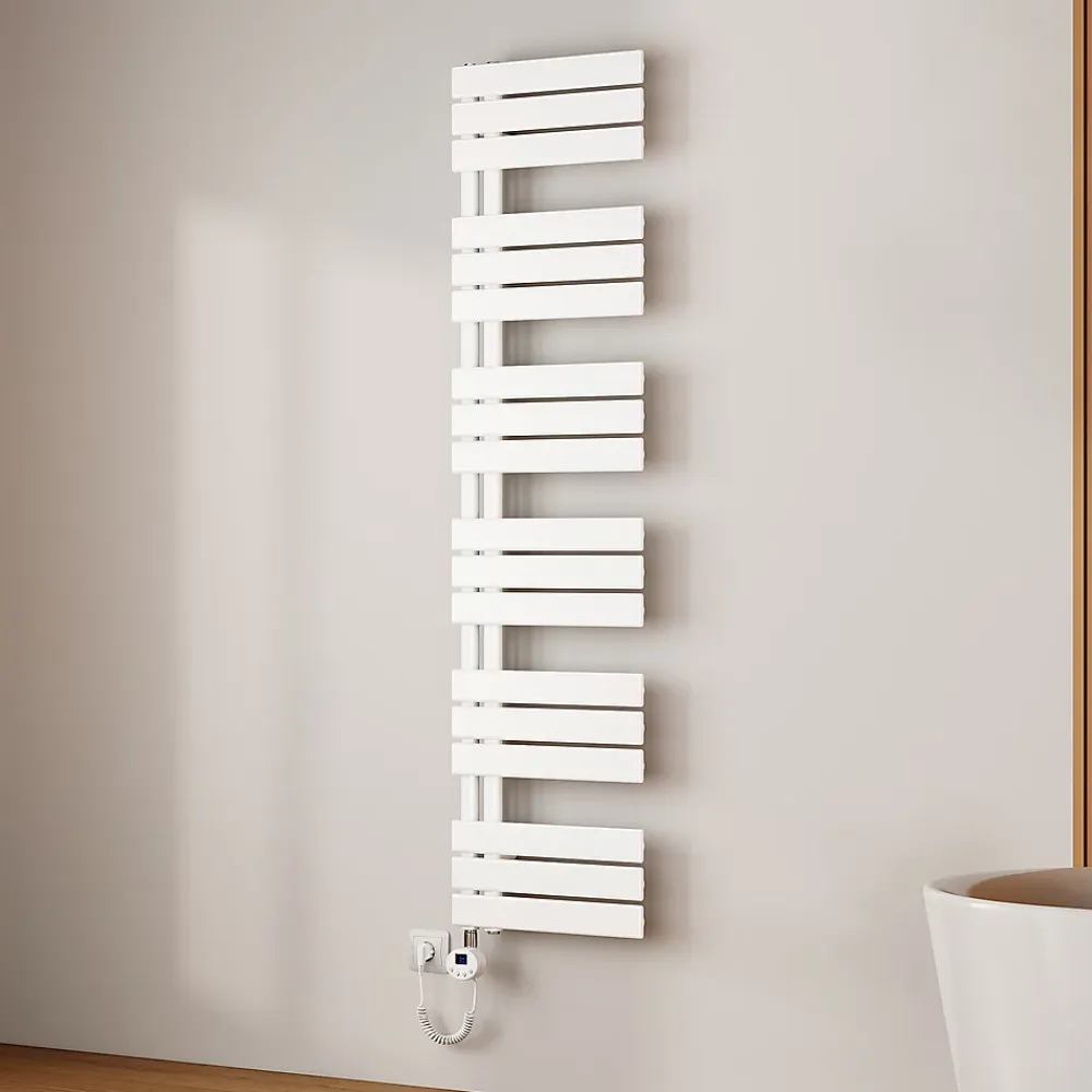 Sèche-Serviettes Électrique|EMKE Radiateur Sèche-Serviettes Électrique 1599x400 mm, Blanc 800W, WiFi, Modes Intelligents, Détection Fenêtre