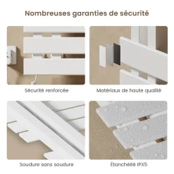 EMKE Radiateur sèche-serviettes électrique salle de bain avec thermostat, 130x50 cm, 450W, blanc brillant