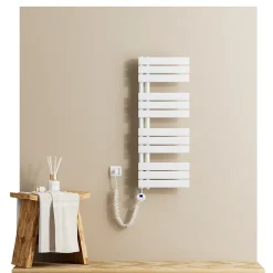 EMKE Radiateur Sèche-Serviettes Électrique 1041x400 mm, Blanc 400W, WiFi, Modes Intelligents, Détection Fenêtre