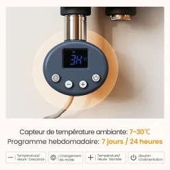 EMKE Radiateur Sèche-Serviettes Électrique 1599x500 mm, Gris Anthracite 1000W, WiFi, Modes Intelligents, IPX4