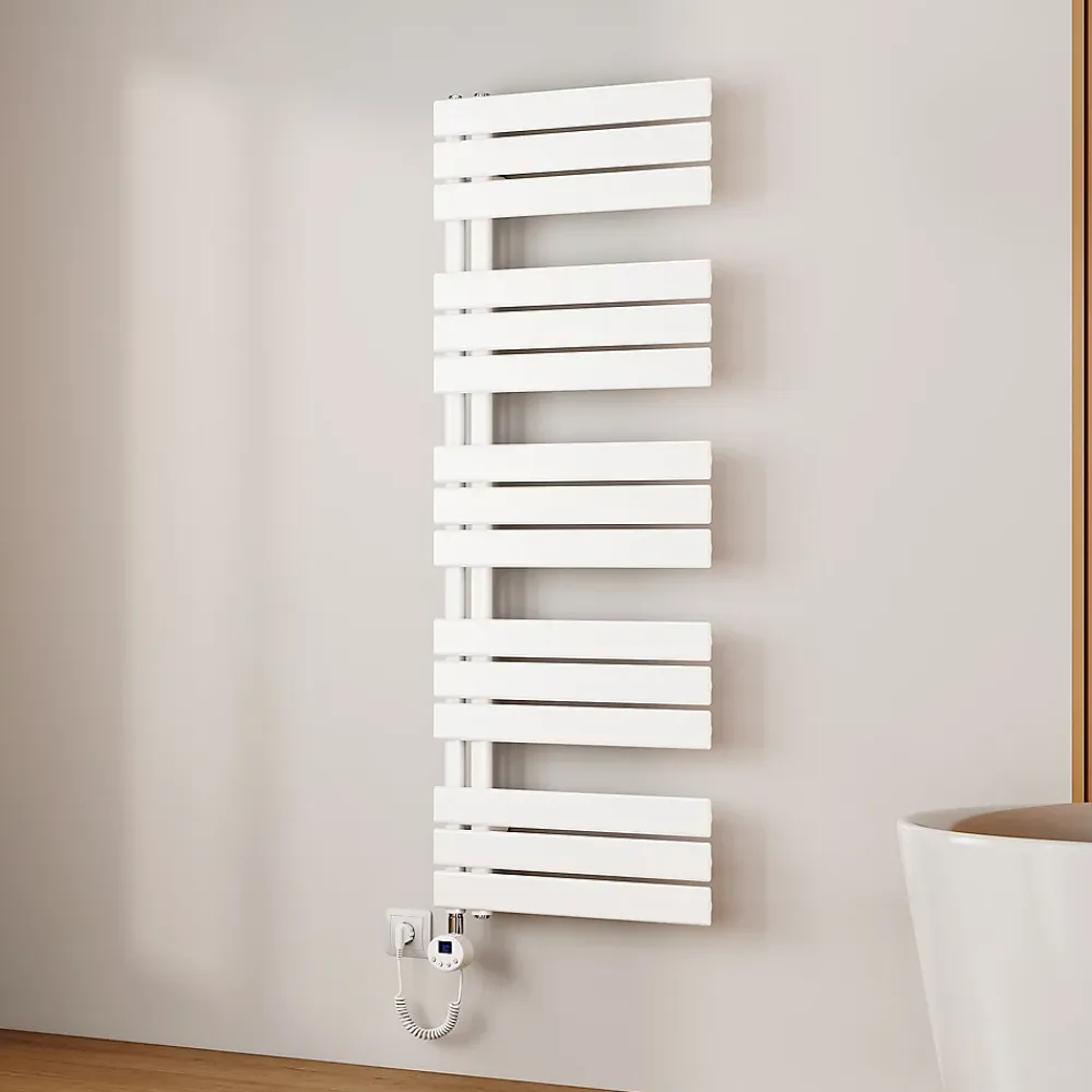 Sèche-Serviettes Électrique|EMKE Radiateur Sèche-Serviettes Électrique 1320x500 mm, Blanc 800W, WiFi, Modes Intelligents, Détection Fenêtre