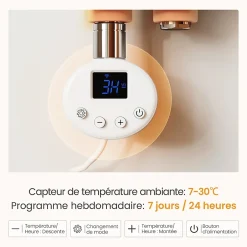 Sèche-Serviettes Électrique|EMKE Radiateur Sèche-Serviettes Électrique 1320x500 mm, Blanc 800W, WiFi, Modes Intelligents, Détection Fenêtre