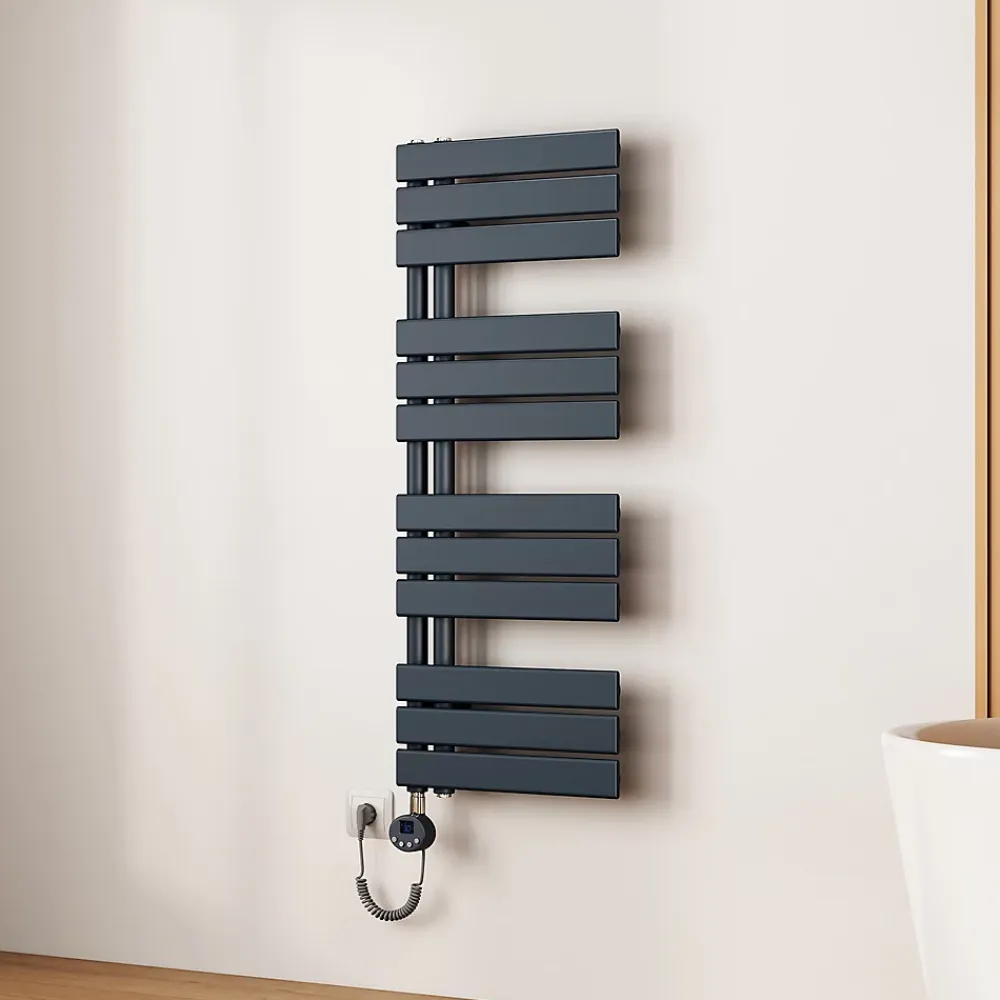 Sèche-Serviettes Électrique|EMKE Radiateur Sèche-Serviettes Électrique 1041x400 mm, Gris Anthracite 400W, WiFi, Modes Intelligents, IPX4