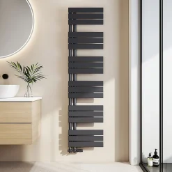 EMKE Radiateur Sèche-Serviettes à Eau Chaude, Connexion Latérale Design Plat Anthracite 1599x400mm 718W