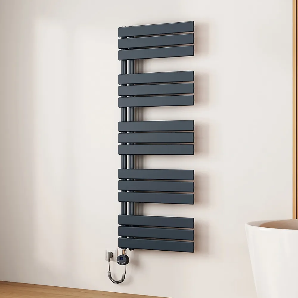 EMKE Radiateur Sèche-Serviettes Électrique 1320x500 mm, Gris Anthracite 800W, WiFi, Modes Intelligents, IPX4