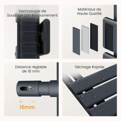EMKE Radiateur Sèche-Serviettes Électrique 1320x500 mm, Gris Anthracite 800W, WiFi, Modes Intelligents, IPX4