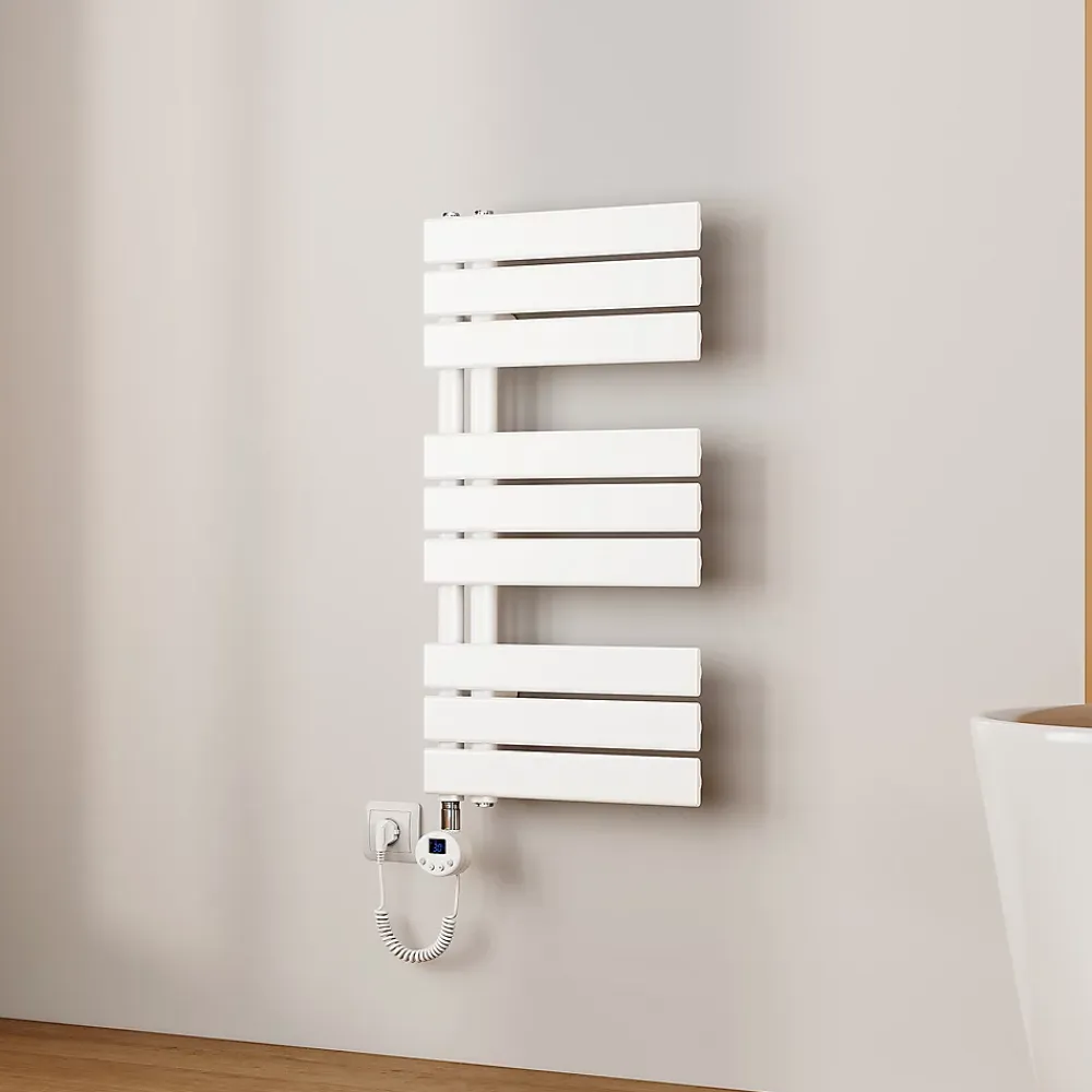 EMKE Radiateur Sèche-Serviettes Électrique 762x400 mm, Blanc 400W, WiFi, Modes Intelligents, Détection Fenêtre