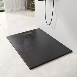 Receveur De Douche|EMKE Receveur de douche receveur de douche plat antidérapant SMC receveur de douche à découper, 120x90cm, Noire