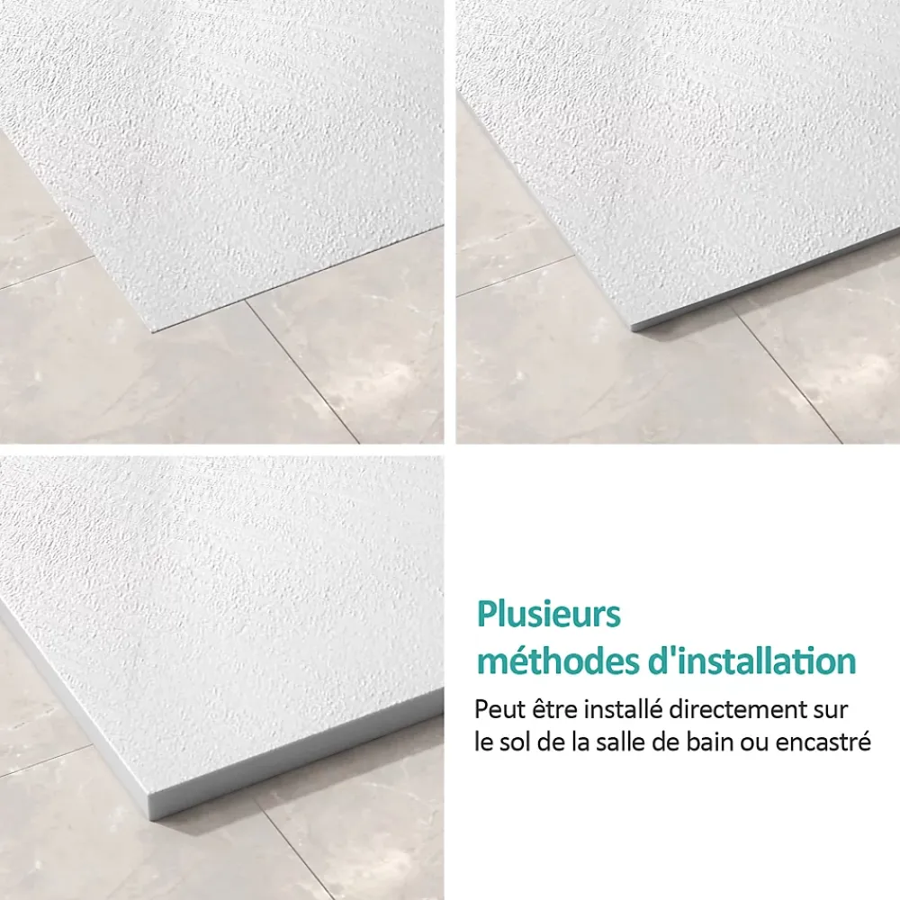 EMKE Receveur de douche receveur de douche plat antidérapant SMC receveur de douche à découper, 120x90cm, Blanc