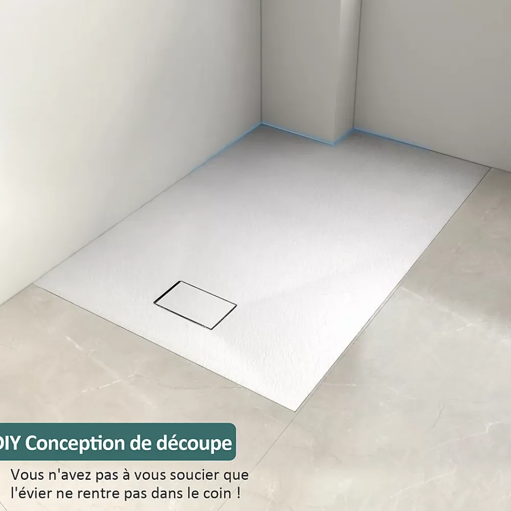 EMKE Receveur de douche receveur de douche plat antidérapant SMC receveur de douche à découper, 120x90cm, Blanc