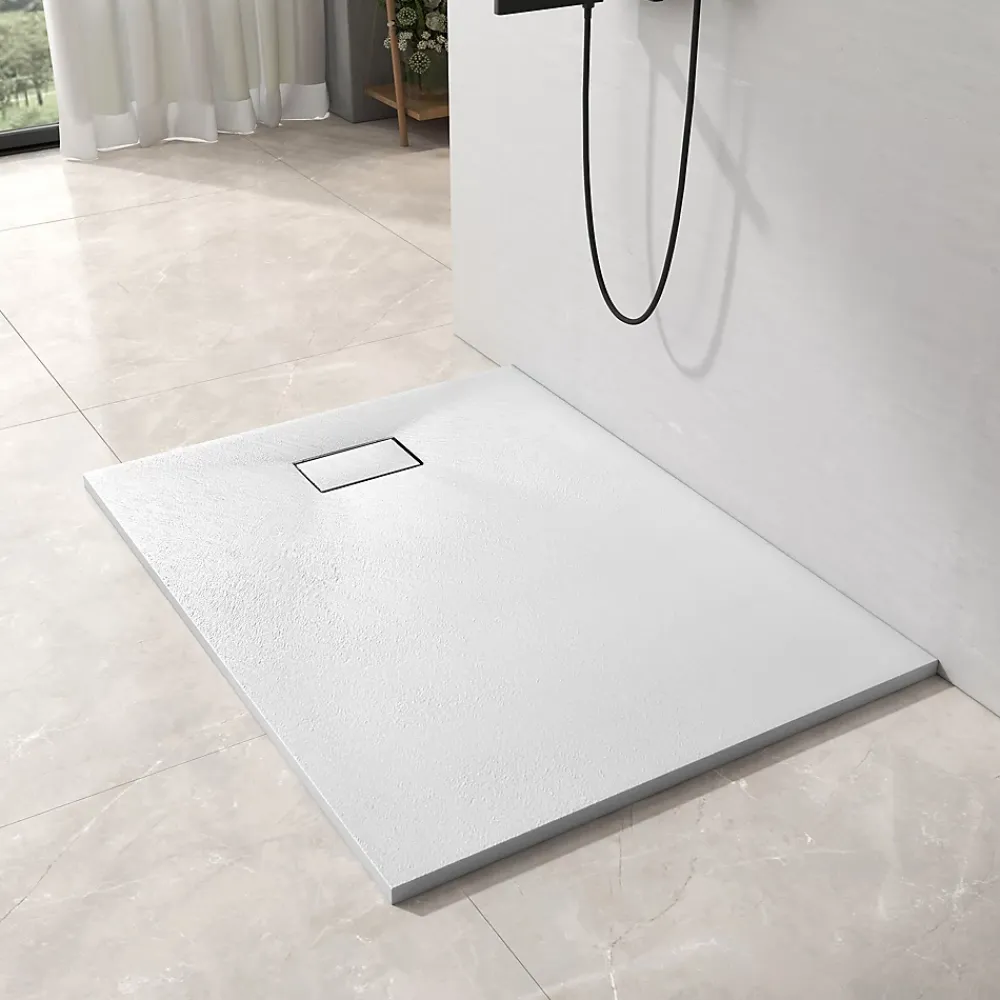 EMKE Receveur de douche receveur de douche plat antidérapant SMC receveur de douche à découper, 140x90cm, Blanc