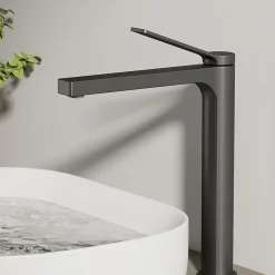 EMKE Robinet Lavabo Salle de Bain 335x233x46 mm Anthracite, Mitigeur en Cuivre, Robinet de Cuisine, Cartouche Céramique