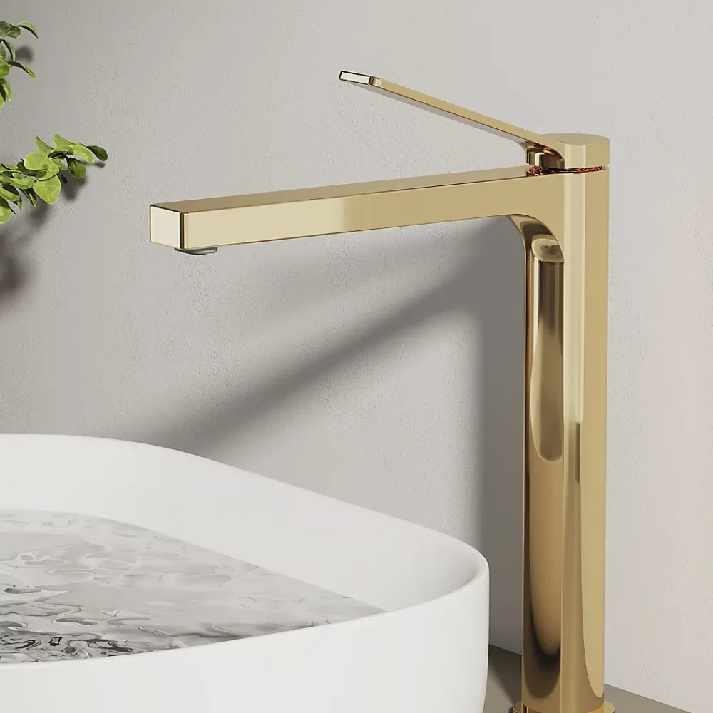 EMKE Robinet Lavabo Salle de Bain 335x233x46 mm Or Champagne, Mitigeur en Cuivre, Robinet de Cuisine , Cartouche Céramique