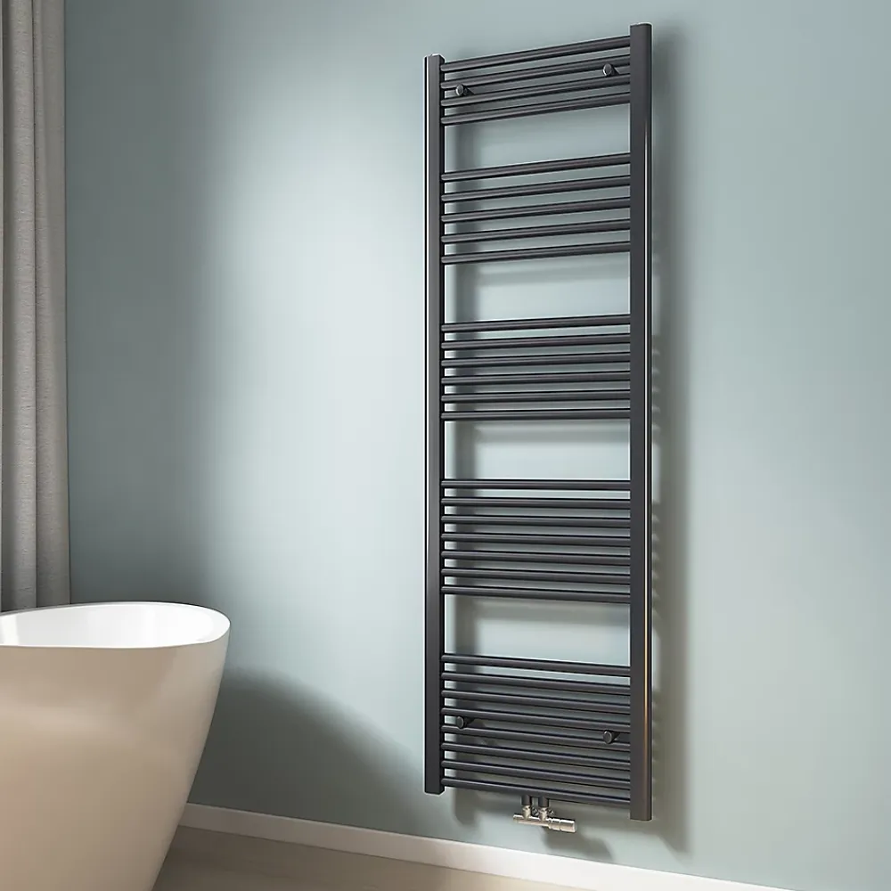 EMKE Sèche-serviette eau chaude, Radiateur sèche-serviettes raccordement central Anthracite 180x60cm 860Watts