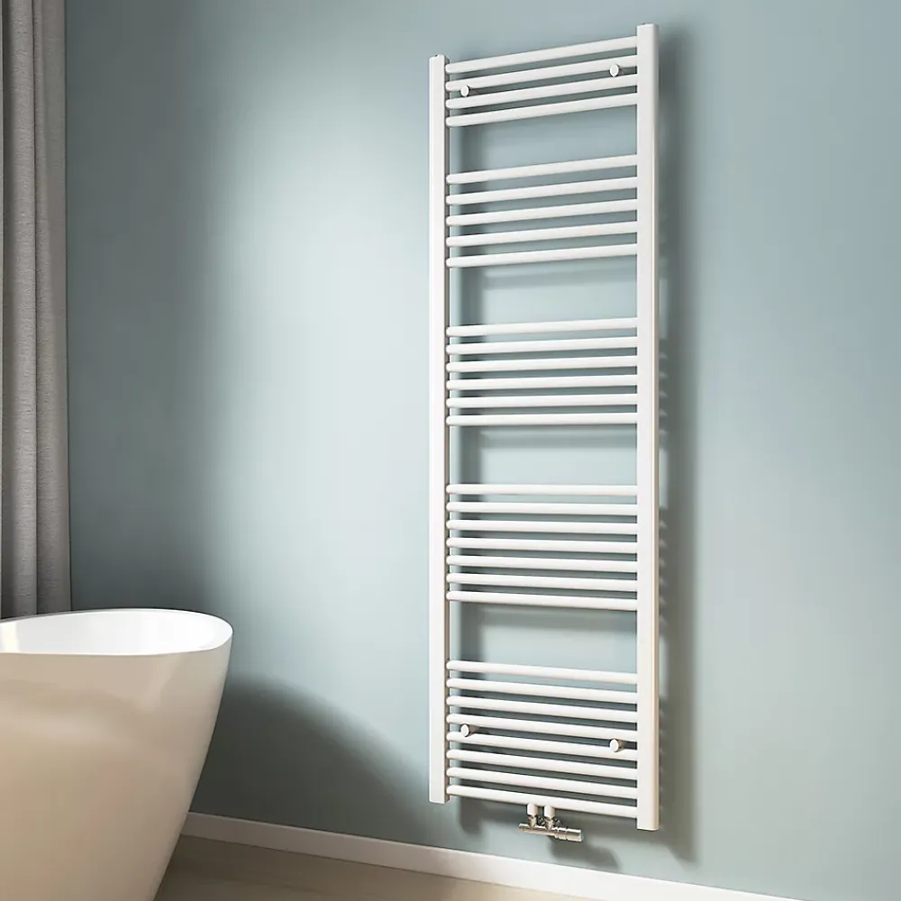 EMKE Sèche-serviette eau chaude, Radiateur sèche-serviettes raccordement central Blanc 160x50cm 654Watts