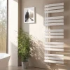 EMKE Sèche-serviette eau chaude à raccord latéral, radiateur sèche-serviettes blanc 143 x 40 cm, 484 W
