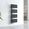 Sèche-Serviettes Eau Chaude|EMKE Sèche-serviettes à Eau Chaude Panneau Plat, Sèche-serviettes connexion latérale pour, Noir 1041x400mm 456Watts