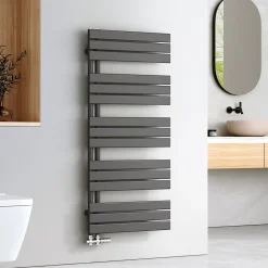 EMKE Sèche-serviettes à Eau Chaude Panneau Plat, Sèche-serviettes connexion latérale pour, Anthracite 1320x600mm 838Watts
