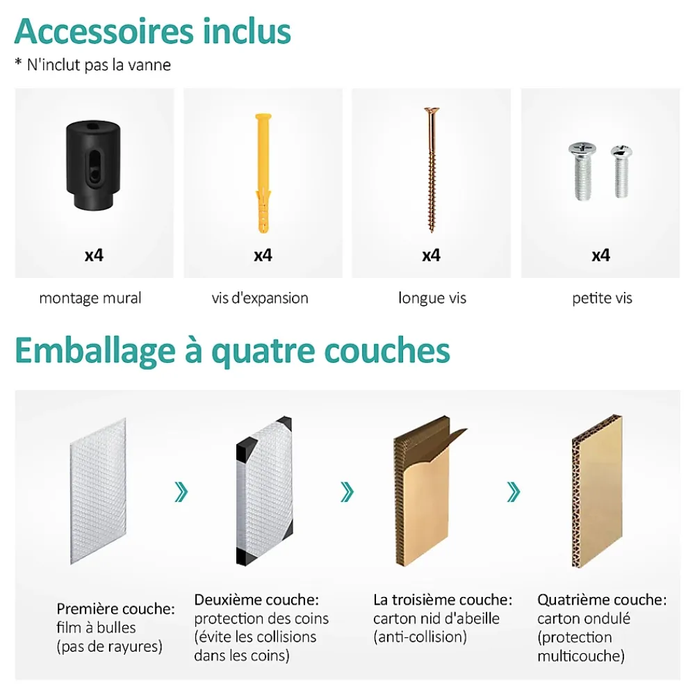 EMKE Sèche-serviettes à Eau Chaude Panneau Plat, Sèche-serviettes connexion latérale pour, Anthracite 1320x600mm 838Watts