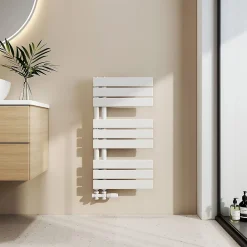 EMKE Sèche-serviettes à Eau Chaude Blanc 762x400mm, Sèche-serviettes Panneau Plat à Connexion Latérale, 342W