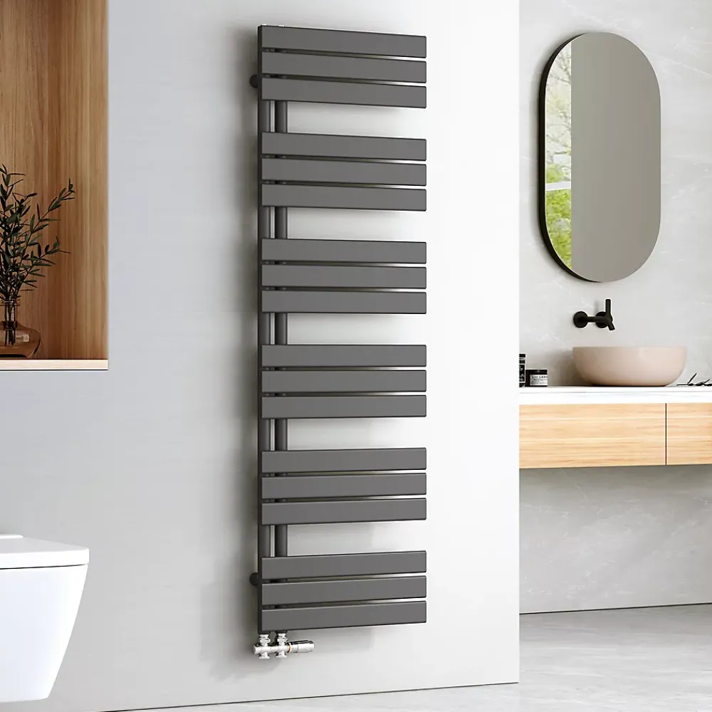 Sèche-Serviettes Eau Chaude|EMKE Sèche-serviettes à Eau Chaude Panneau Plat, Sèche-serviettes connexion latérale pour, Anthracite 1599x500mm 832Watts