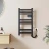 EMKE Sèche-Serviettes Électrique 750 x 400 mm,Porte-serviettes de salle de bain avec interrupteur tactile et minuterie,Noir,180W