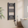 EMKE Sèche-serviettes électrique avec thermostat 75 x 40 cm, radiateur de salle de bain incurvé, gris anthracite, 250 watts