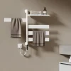 Sèche-Serviettes Électrique|EMKE Sèche-serviettes électrique, rotatif à 180, 76 x 45 cm, sèche-serviettes et radiateur pour salle de bain, blanc brillant