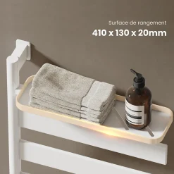 Sèche-Serviettes Électrique|EMKE Sèche-serviettes électrique, rotatif à 180, 76 x 45 cm, sèche-serviettes et radiateur pour salle de bain, blanc brillant
