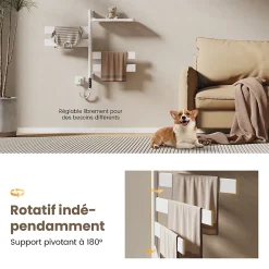 Sèche-Serviettes Électrique|EMKE Sèche-serviettes électrique, rotatif à 180, 76 x 45 cm, sèche-serviettes et radiateur pour salle de bain, blanc brillant