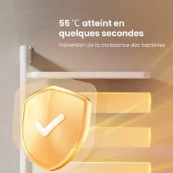 Sèche-Serviettes Électrique|EMKE Sèche-serviettes électrique, rotatif à 180, 76 x 45 cm, sèche-serviettes et radiateur pour salle de bain, blanc brillant