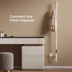 EMKE Sèche-serviettes électrique WiFi Pure, blanc brillant, 150 x 12,5 cm, température réglable, minuterie