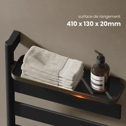 EMKE Sèche-serviettes électrique, rotatif à 180, 76 x 45 cm, sèche-serviettes et radiateur pour salle de bain, Noir mat