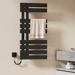 EMKE Sèche-Serviettes Électrique de salle de bain 1000 x 500 mm, Porte-serviettes chauffant électrique, Noir 350W