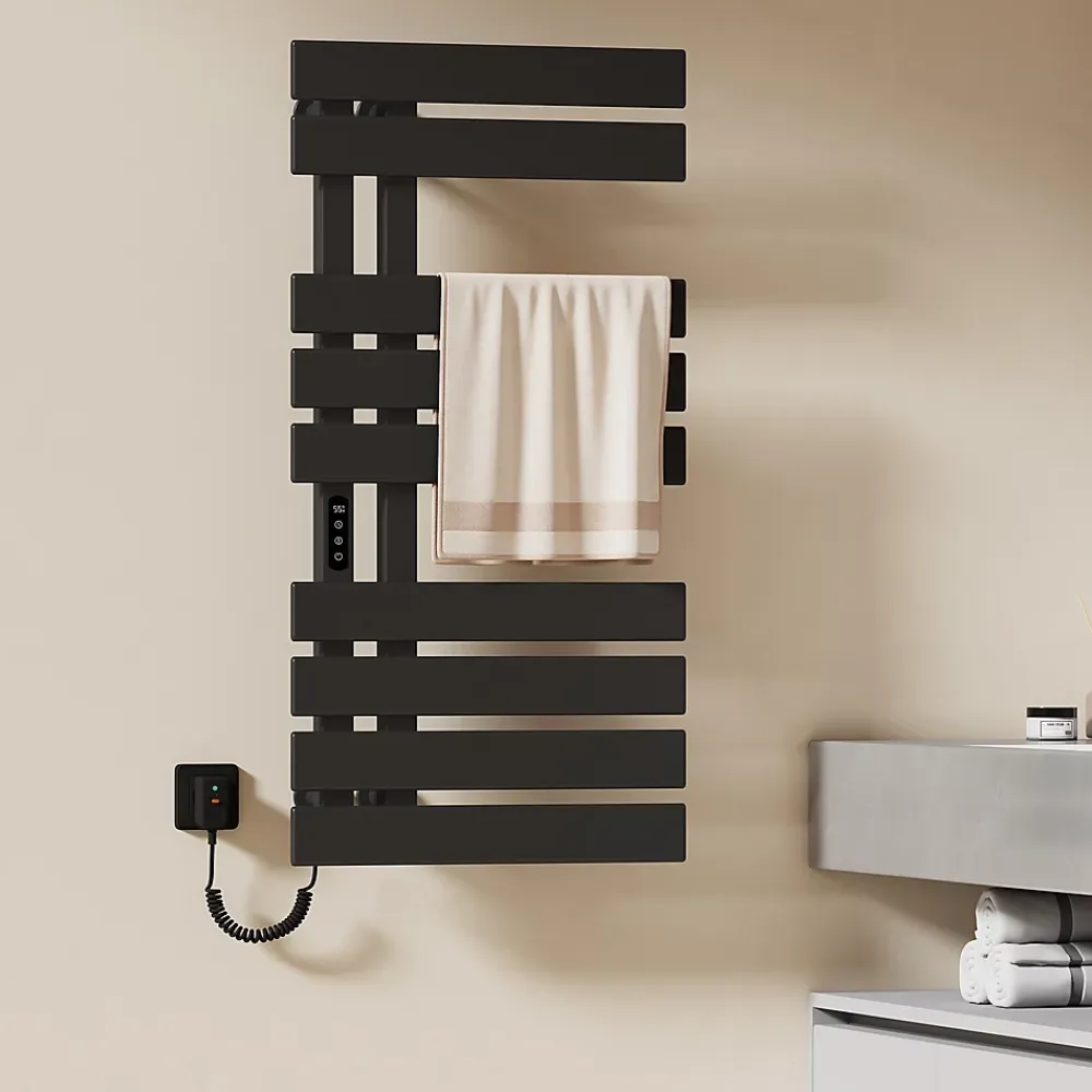 EMKE Sèche-Serviettes Électrique de salle de bain 1000 x 500 mm, Porte-serviettes chauffant électrique, Noir 350W
