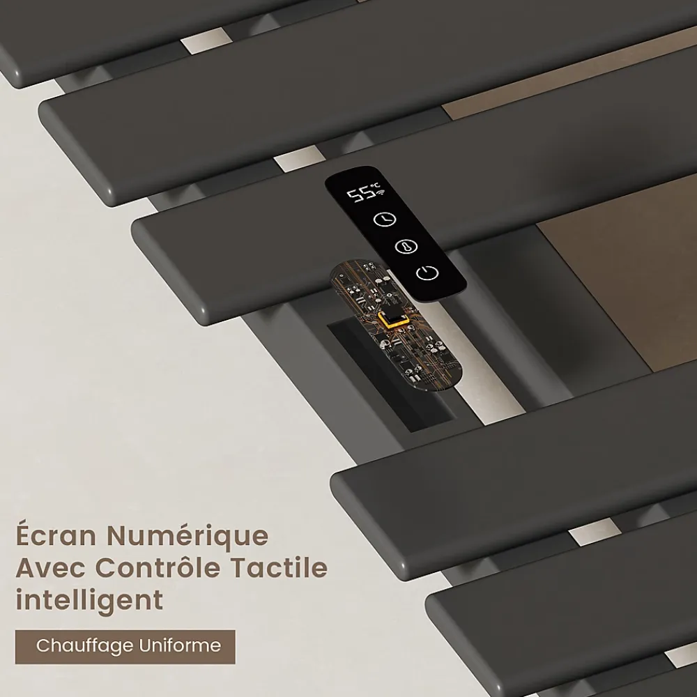 EMKE Sèche-Serviettes Électrique de salle de bain 1000 x 500 mm, Porte-serviettes chauffant électrique, Noir 350W