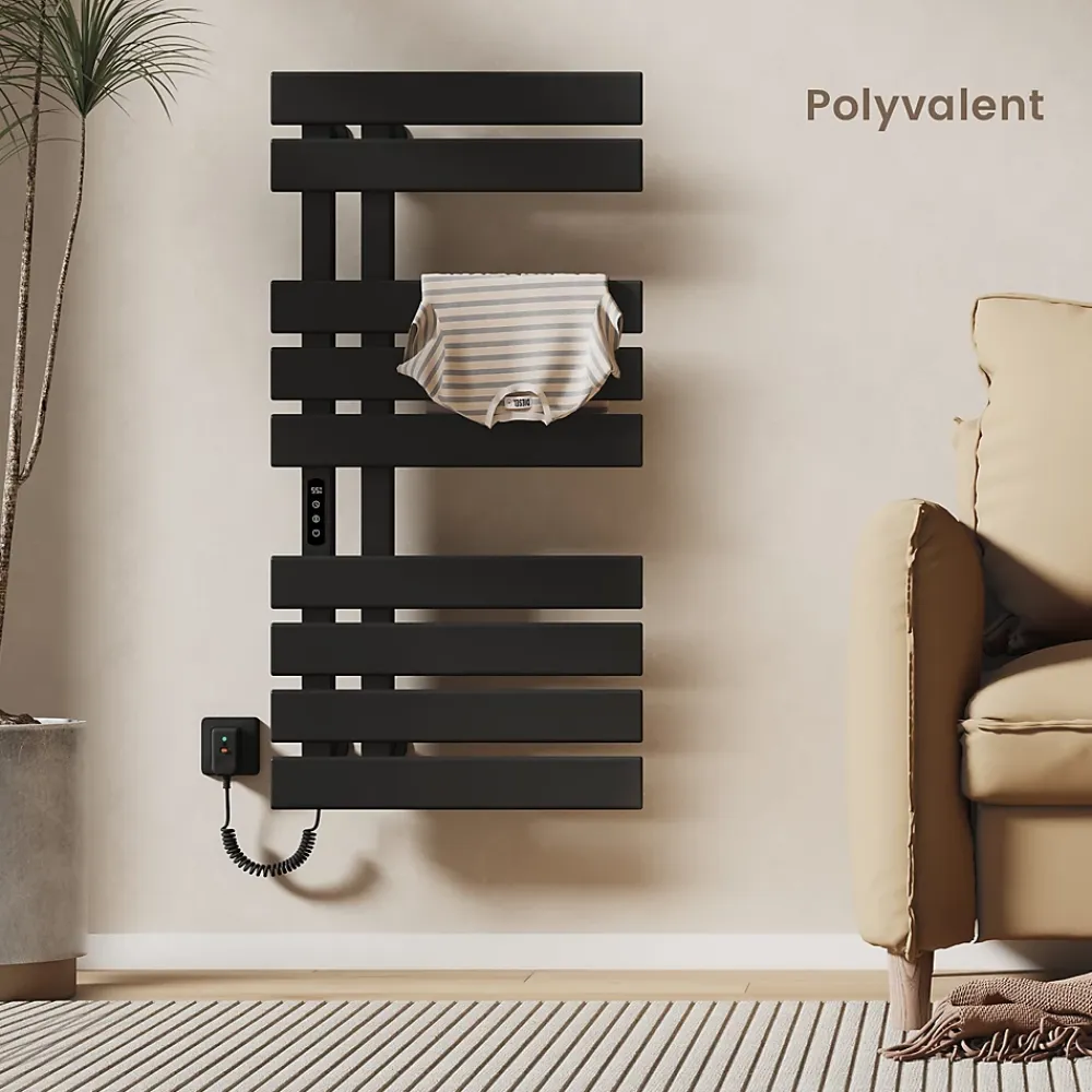 EMKE Sèche-Serviettes Électrique de salle de bain 1000 x 500 mm, Porte-serviettes chauffant électrique, Noir 350W