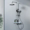 EMKE Système de Douche avec Thermostat, Chrome, Éclairage LED, Douche à Effet Pluie, 3 Modes de Jet, Bec de Sortie Inférieur