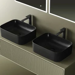 EMKE Vasque à Poser 505 x 380 x 150 mm, Lavabo Rectangulaire en Céramique pour Salle de Bain, Coins Arrondis R, Gris Foncé Mat