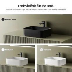 EMKE Vasque à Poser 505 x 380 x 150 mm, Lavabo Rectangulaire en Céramique pour Salle de Bain, Coins Arrondis R, Gris Foncé Mat