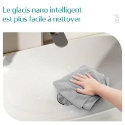 EMKE Vasque à Poser en céramique 35x27x11cm, Lavabo salle de bain Ovale, Lavabo à poser blanc brillant