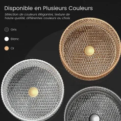 Vasque À Poser|EMKE Vasque à Poser Ronde, 360 x 360 x 112 mm, Lavabo en Verre Transparent, Design Montage sur Comptoir