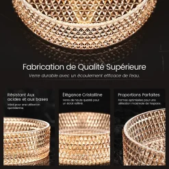 EMKE Vasque à Poser Ronde, 360 x 360 x 112 mm, Lavabo en Verre Or rose, Design Montage sur Comptoir