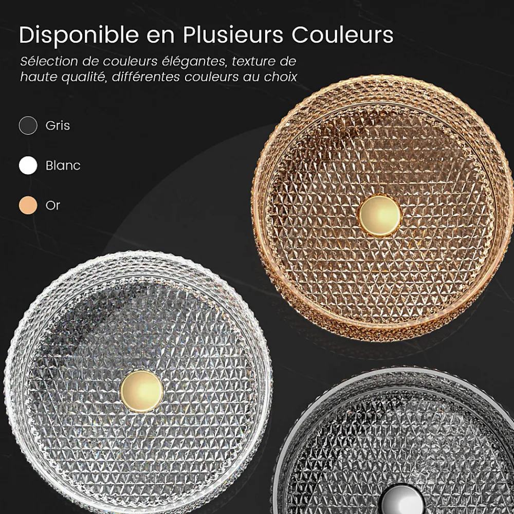 EMKE Vasque à Poser Ronde, 360 x 360 x 112 mm, Lavabo en Verre Or rose, Design Montage sur Comptoir