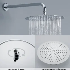 Colonne De Douche Encastrable|Homelody Encastré Colonne de Douche Thermostatique Système de Douche Rond Grande Douche de Tête Set de Douche Encastrée en Laiton Chromé