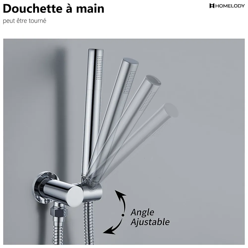 Colonne De Douche Encastrable|Homelody Encastré Colonne de Douche Thermostatique Système de Douche Rond Grande Douche de Tête Set de Douche Encastrée en Laiton Chromé