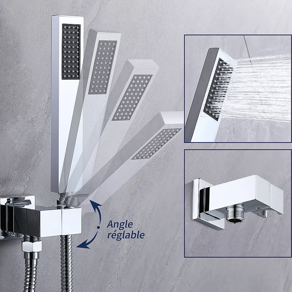 Colonne De Douche Encastrable|Homelody Encastré Colonne de Douche Thermostatique Système de Douche Grande Douche de Tête Set de Douche Encastrée en Laiton Chromé