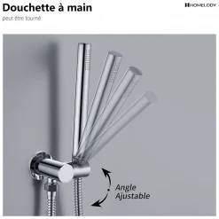 Homelody Encastré Colonne de Douche Thermostatique Système de Douche Rond Grande Douche de Tête Set de Douche Encastrée en Laiton Chromé