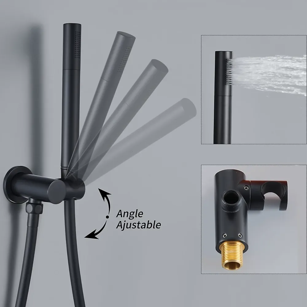 Homelody Encastré Ensemble de Douche Thermostatique Colonne de Douche Noir Système de douche Corps en Laiton