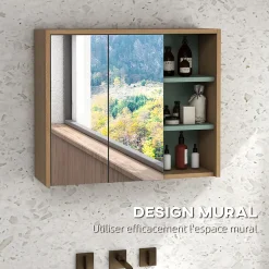 Meuble Sous-Vasque|kleankin Ensemble 2 meubles salle de bain - meuble sous-vasque suspendu, armoire murale miroir - aspect bois clair vert